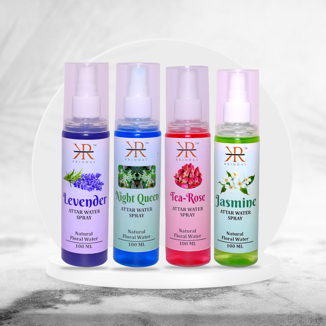 God Floral Attar Water Spray Combo Pack | 4 Pcs - Jasmin, Tea rose, Levender, Night queen