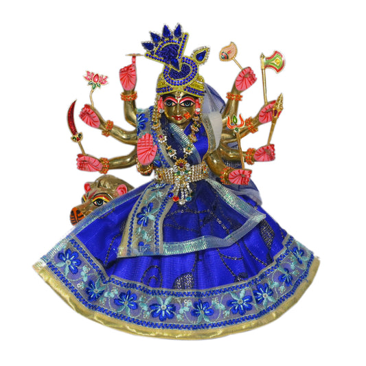 Blue Sequins Embroidery Lace Work Durga Ji Dress