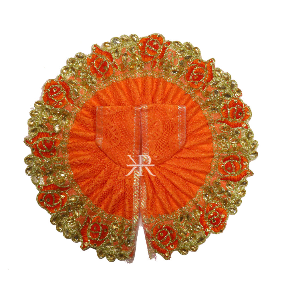 Orange Kundan Zari Lace Work Dress