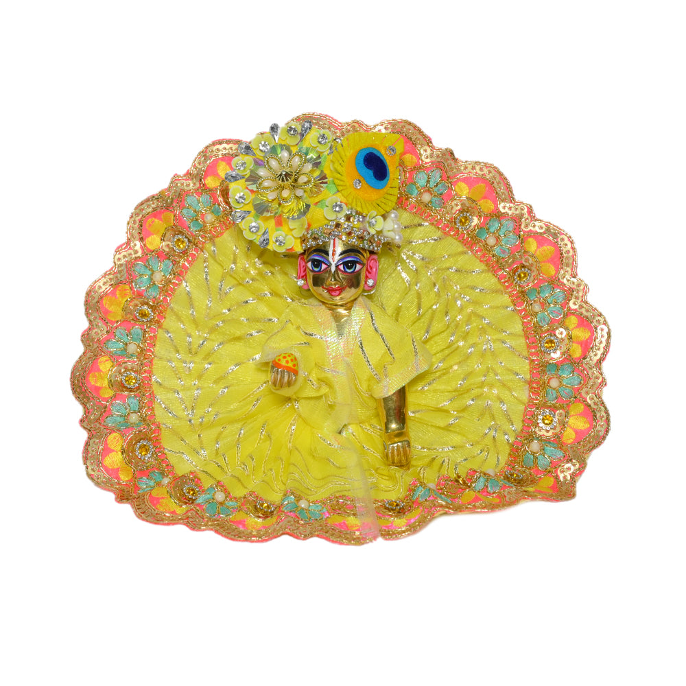 Lemon Gotta Embroidery Lace Work Laddu Gopal Dress