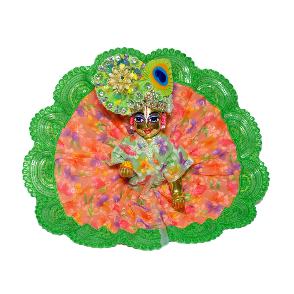 Green Embriodered Chicken Work Laddu Gopal Dress