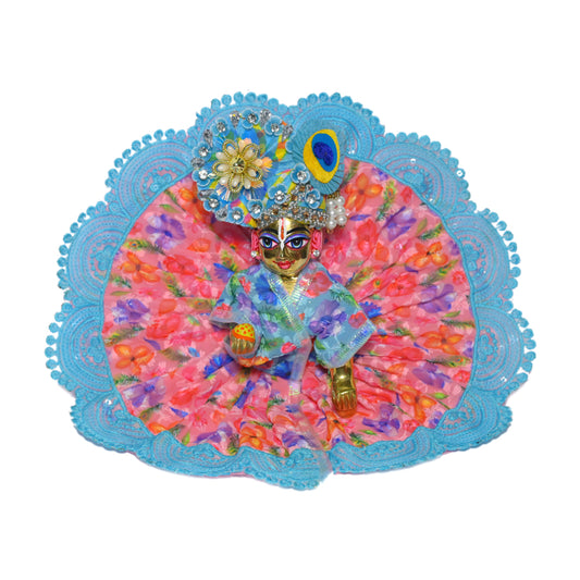 Sky Blue Embriodered Chicken Work Laddu Gopal Dress