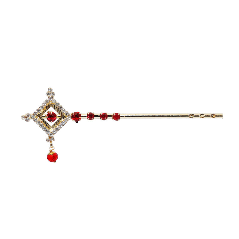 Red Golden Stone Work Bansi / Flute