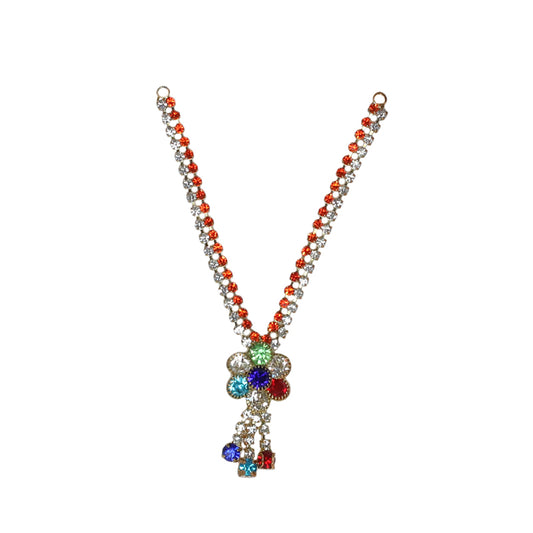 Orange White Multi Stone Work Mala