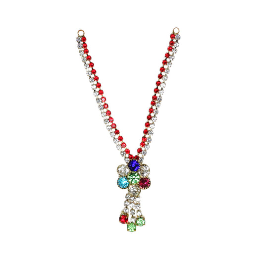 Red White Multi Stone Work Mala