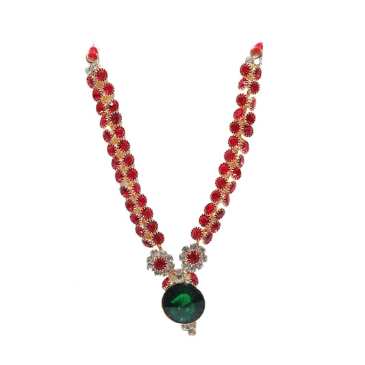 Red Green Stone Work Mala