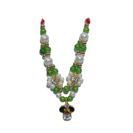 Golden Parrot Green Stone Pearl Work Mala