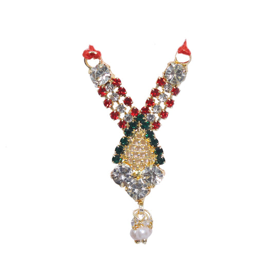 Red Green Stone Work Mala