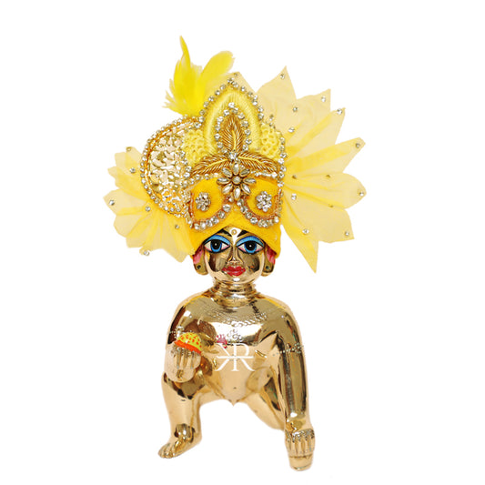 Designer Yellow Zardozi Hand Work Laddu Gopal Pugree