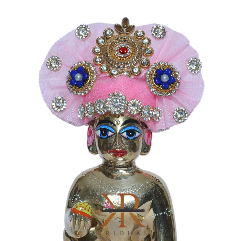 Designer Baby Pink Kundan Stone Patch Work Laddu Gopal Pugree