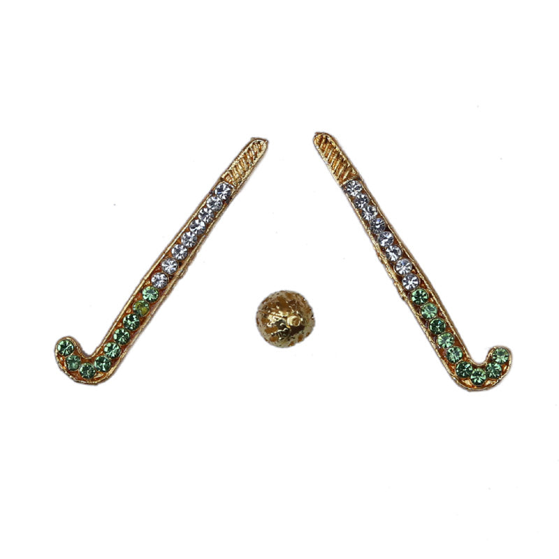 Golden Parrot Green Stone Work Hockey Set